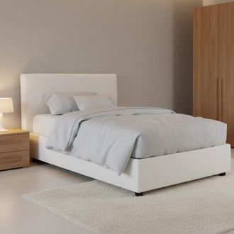 Dmora Talamo Italia - Cama De Plaza Y Media Chicca, Cama Contenedor Con Revestimiento De Tela, 100% Made In Italy, Apertura Frontal, Con Colch&oacute;n 120x200 Cm 