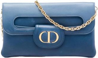 Dior Pre-owned Double Clutch - Dames - Vintage Clutch - Blauw - ONE Size - Leer - Vintage