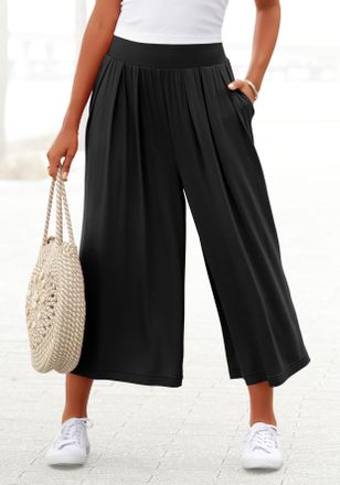 Lascana Culotte LASCANA, Damen, Gr. 34, N-Gr, schwarz, Jersey, Obermaterial: 95% Viskose, 5% Elasthan, unifarben, figurumspielend 7/8-L&auml;nge, Hosen Culotte, mi