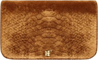 Elisabetta Franchi Fluwelen Crossbody Tas - Dames - Portefeuilles - Bruin - ONE Size - Katoen - Accessoires