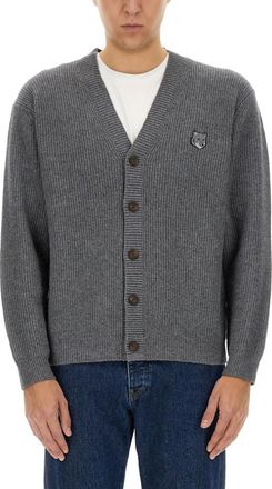 Maison Kitsun&eacute; Dark Grey V Neck Cardigan