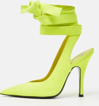 The Attico Green Suede Venus Ankle Wrap Pumps