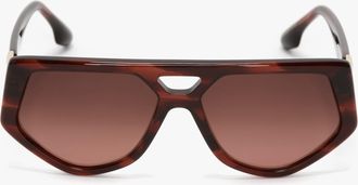 Victoria Beckham Double Bridge B Frame Logo Sunglasses In Striped Red - ONE SIZE - Womens