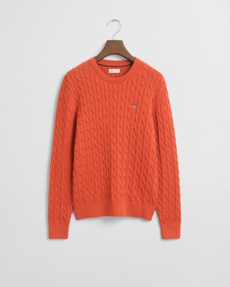 GANT Teens Shield Cotton Cable Knit Crew Neck Sweater (146/152) DEEP ORANGE