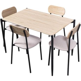 Home Heavenly Home Heavenly Conjunto Comedor Nairobi - Mesa Rectangular Con 4 Sillas Estilo Industrial, Estructura Met&aacute;lica Negra, Mdf Roble Color : Roble Y Negro