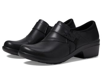Clarks Angie Pearl Womens Shoes Black Leather : 5.5 B - Medium