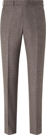 Ermenegildo Zegna Flat Front Wool, Silk & Linen Trousers in Brown at Nordstrom, Size 42 Us