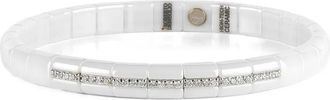 Roberto Demeglio Bracciale Pura in oro bianco 18 carati con diamanti, design elasticizzato e ceramica - Argento