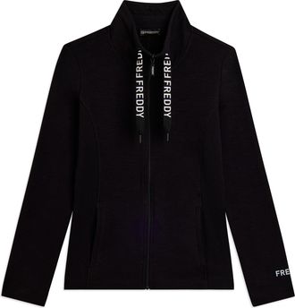 Freddy Felpa in Tessuto Fiammato, Collo Alto con Zip e Coulisse