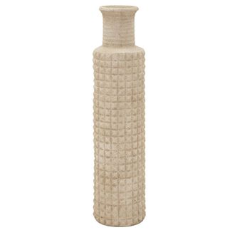 Dmora Vaso Fati, Acabado Efecto Arena, Di&aacute;metro 14 Cm, Beige