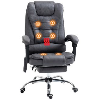 Vinsetto Ergonomic Heated 6 Points Vibration Massage Office Chair Dark Grey | TJ Hughes
