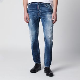 Dsquared2 Skater jeans in medium blue with destroyed details