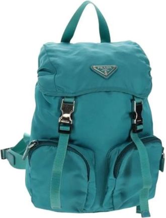 Prada Pre-owned Backpacks, female, Blue, Size: ONE SIZE Pre-owned Nylon Backpack