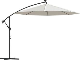 vidaXL Sombrilla Colgante Con Luces Led Y Palo De Metal Arena 300 Cm Vidaxl