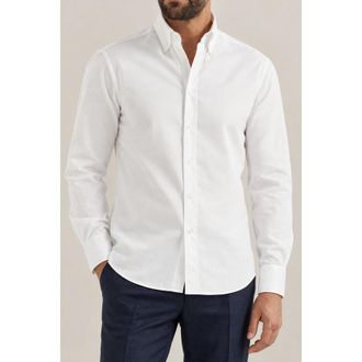 Brunello Cucinelli MenS White Cotton Button Down Shirt, Size XXX