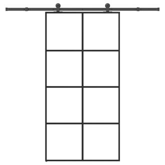Berkfield Home Sliding Door with Hardware Set 102, 5x205 cm ESG Glass&Aluminium in Black