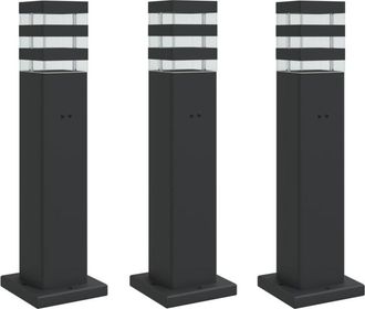 vidaXL Vidaxl - Outdoor Floor Lamps with Outlet 3pcs Black 50 cm Aluminium