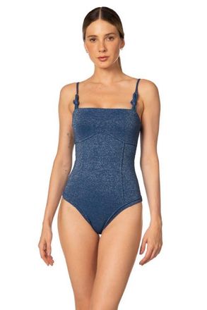 Kibys Sacred Sun Nube Luxe Shimmer Sculpting One Piece in Shimmery Blue at Nordstrom, Size Medium