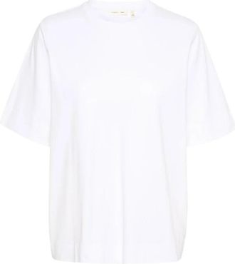 Inwear Witte Boxy Top met Halve Mouwen - Dames - T-shirts - Wit - L - Katoen - Tops
