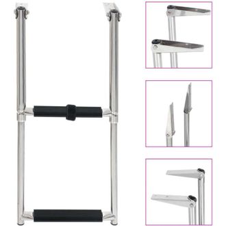 vidaXL Escalera De Embarque Plegable 2 Pelda&ntilde;os Acero Inoxidable Vidaxl