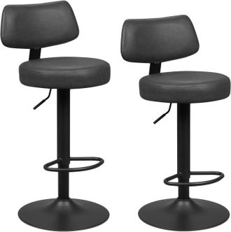 Woltu Woltu Juego De 2 Taburetes De Bar, Modernos, Con Asiento C&oacute;modo De Piel Sint&eacute;tica Y Metal, Ideales Para Isla De Cocina O Barra, Color Antracita
