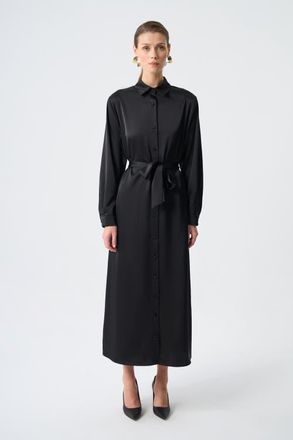 Mizalle Ellips Patterned Shirt Dress in Black at Nordstrom, Size Large
