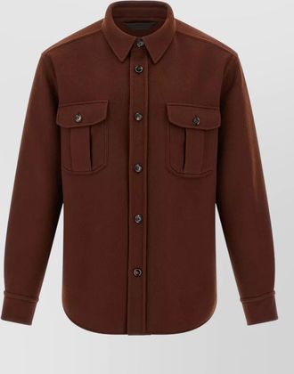 Brioni vagabond overshirt jacket chest pockets collar