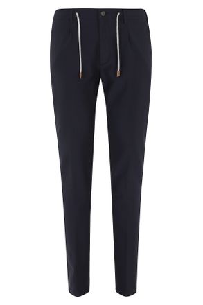 Eleventy Blue Drawstring-Band Cotton-Blend Jogger Pants