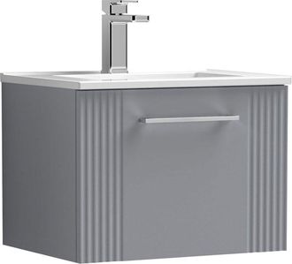 Nuie Nuie - Deco Wall Hung 1-Drawer Vanity Unit with Basin-2 500mm Wide - Satin Grey