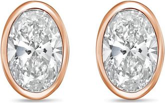 Diana M. Jewels 14Kt Rose Gold 1.50 cts Lab Grown Oval Diamond Bezel Studs