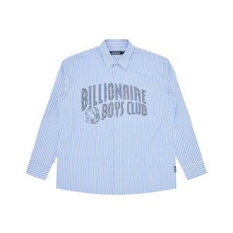 Billionaire Boys Club Gestreepte Rhinestone Arch Logo Shirt - Heren - Casual Overhemden - Blauw - S - Katoen - Overhemden