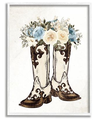 Stupell Industries Cowboy Boot Mixed Flower Bouquet Framed Giclee Wall Art By Kim Allen