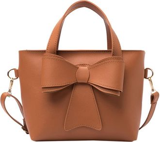 Generic Leather Tote Bag with Zipper for Women, Fashion Bowknot Purse and Handbags Top Handle Satchel Crossbody Bags (Yellow)