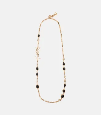 Saint Laurent Cassandre embellished chain necklace