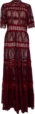 Zimmermann Lace-trimmed Maxi Dress in Burgundy Silk