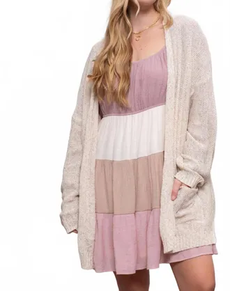 Blu Pepper Cozy Pocket Knit Cardigan - Plus In Oatmeal