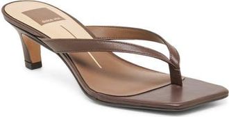 Dolce Vita Ramia Kitten Heel Flip Flop in Dark Brown Leather at Nordstrom, Size 8.5