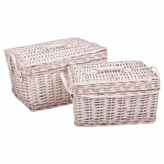 Wanderlust Deco Wanderlust Deco - Set 2 Cajas De Mimbre Blancas