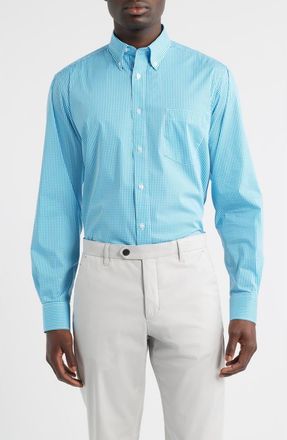 Eagle Regular Fit Teal Gingham Check Cotton Button-Down Oxford Shirt at Nordstrom, Size 16.5 - 34