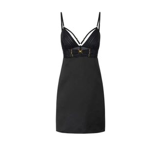 Elisabetta Franchi Party Dresses, female, Black, Size: M Duchess Satin Mini Dress