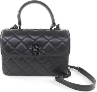 Chanel Pre-owned Vintage Handtas - Dames - Vintage Handtas - Zwart - ONE Size - Leer - Vintage