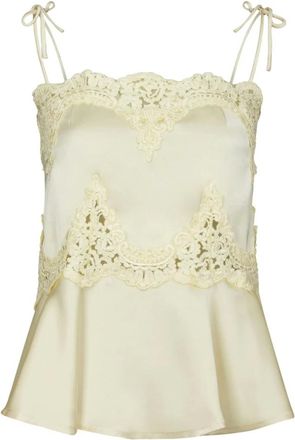 Neo Noir Tops, Dames, Geel, M, Leer, Kaela Heavy Sateen Kant Top