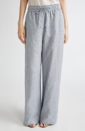 Reiss Willow Wide Leg Linen Blend Drawstring Pants in Blue at Nordstrom Rack, Size 12 Us / 16 Uk