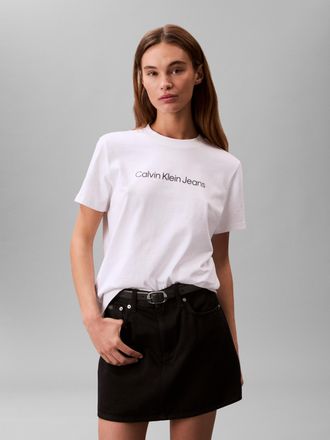 Calvin Klein Jeans T-Shirt CALVIN KLEIN JEANS A- INST. LOGO CLASSIC TEE SS, Damen, Gr. XXL (46), weiss (brilliant wei&szlig;), Jersey, Obermaterial: 100% Baumwolle, unifarben,