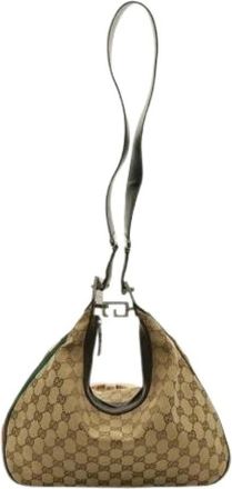 Gucci Pre-owned Vintage GG Canvas Shoulder Bag - Dames - Vintage Schoudertas - Beige - ONE Size - Vintage