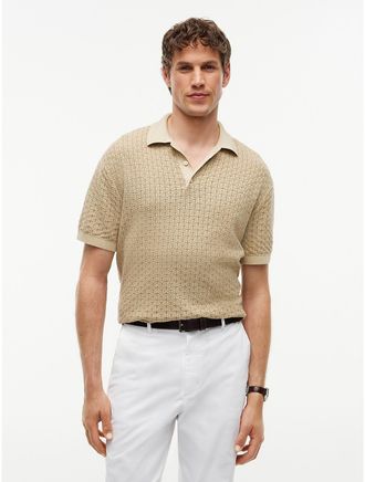Tommy Hilfiger Mens Relaxed Fit Garment-Dyed Sweater Polo - Sandalwood - L