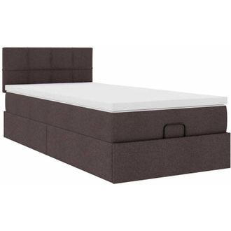 vidaXL Cama Otomana Con Colch&oacute;n Marr&oacute;n Oscuro 100x200 Cm Tela Vidaxl