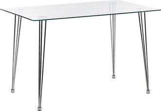 Beliani Mesa De Comedor Tablero De Vidrio Templado Plateado 120 X 70 Cm 4 Personas Moderno Winston