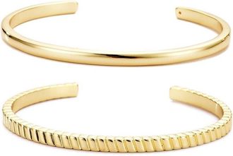 Adornia Adornia 14K Plated Cuff Bracelet Set