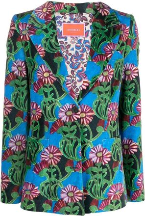 La DoubleJ floral-print single-breasted blazer - women - Cotton - L - Green